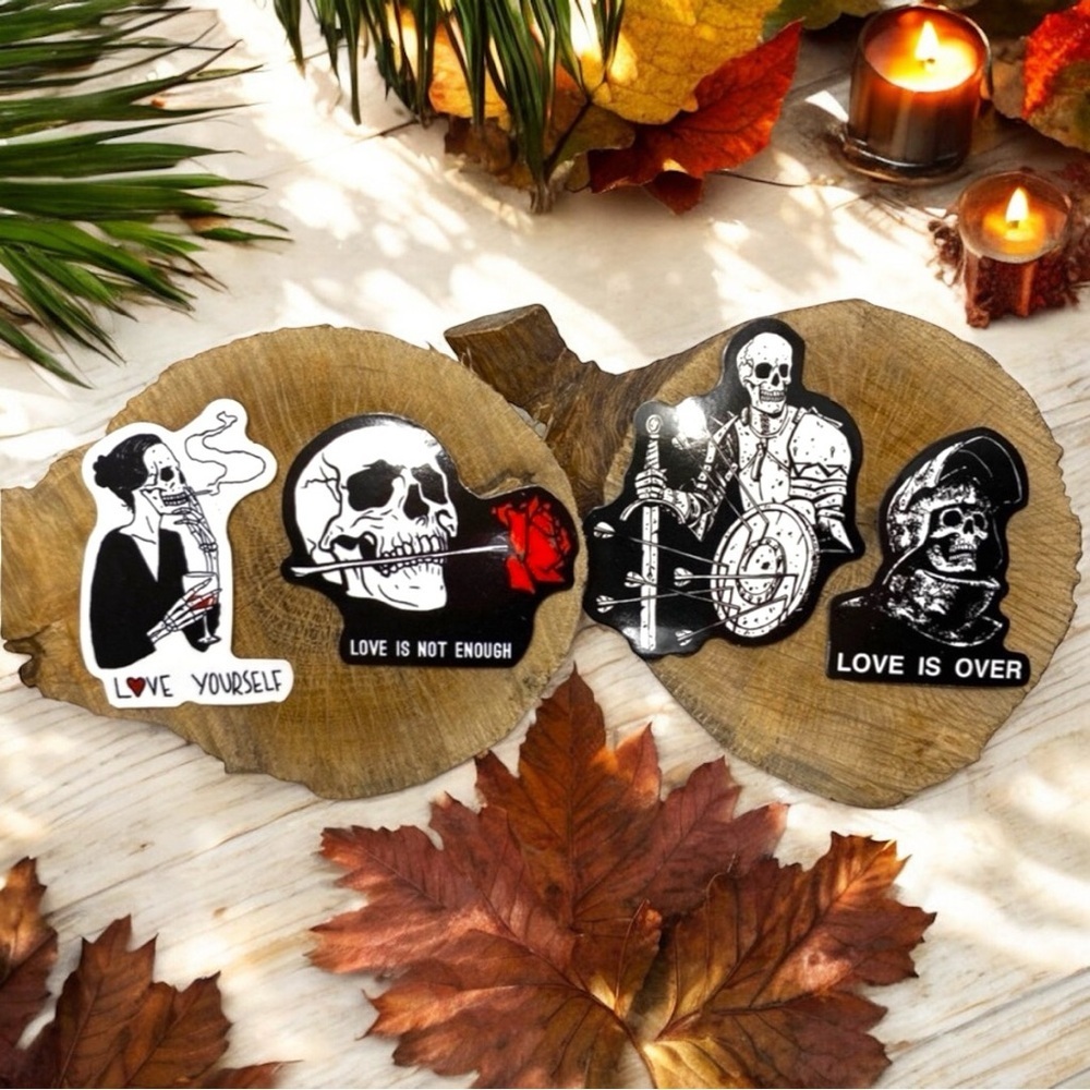 NEW 4 Love Sick Skeletons Waterproof Vinyl Stickers